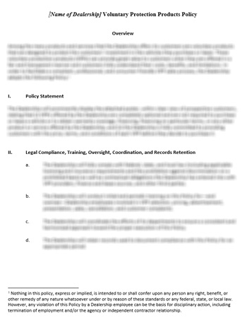 Blurry image of Voluntary Protection Products (VPP) Sample Policy Word document cover