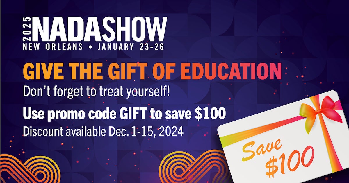 NADA Show 2025 give the gift with text