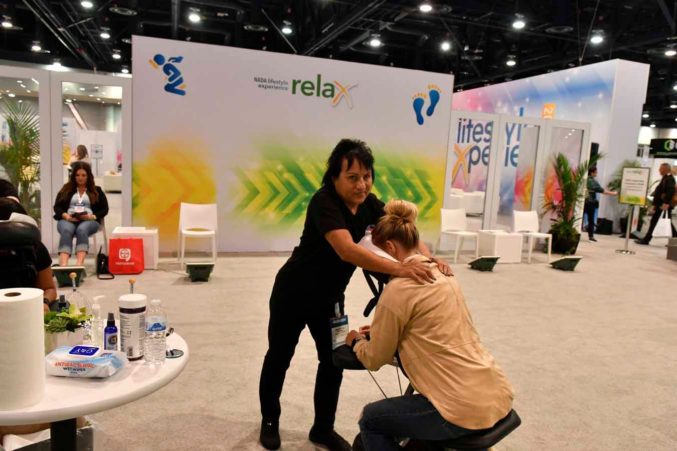 Massages given during the Lifestyle Experience at NADA Show