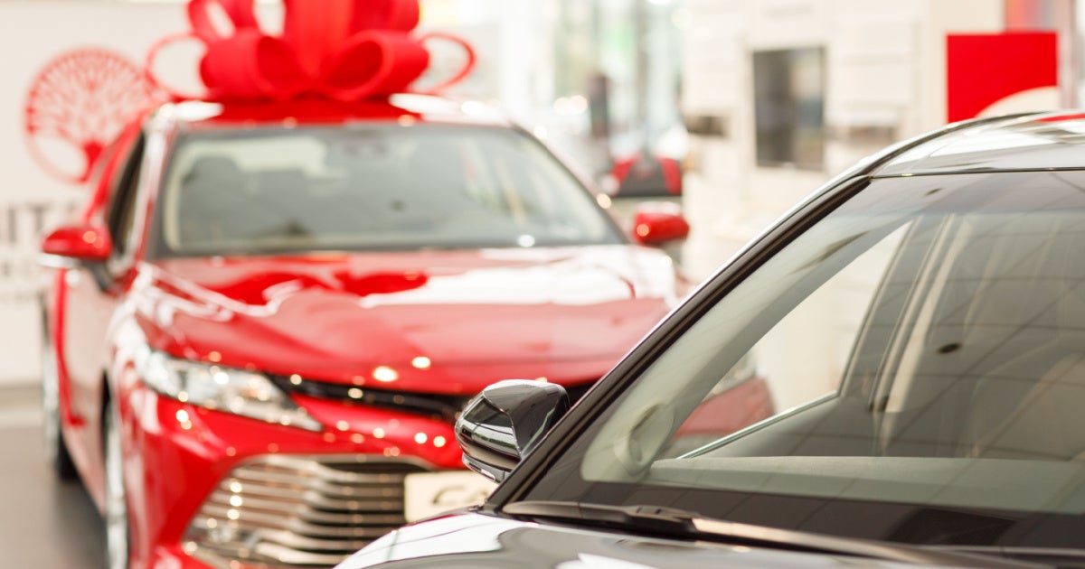 Cars in holiday showroom