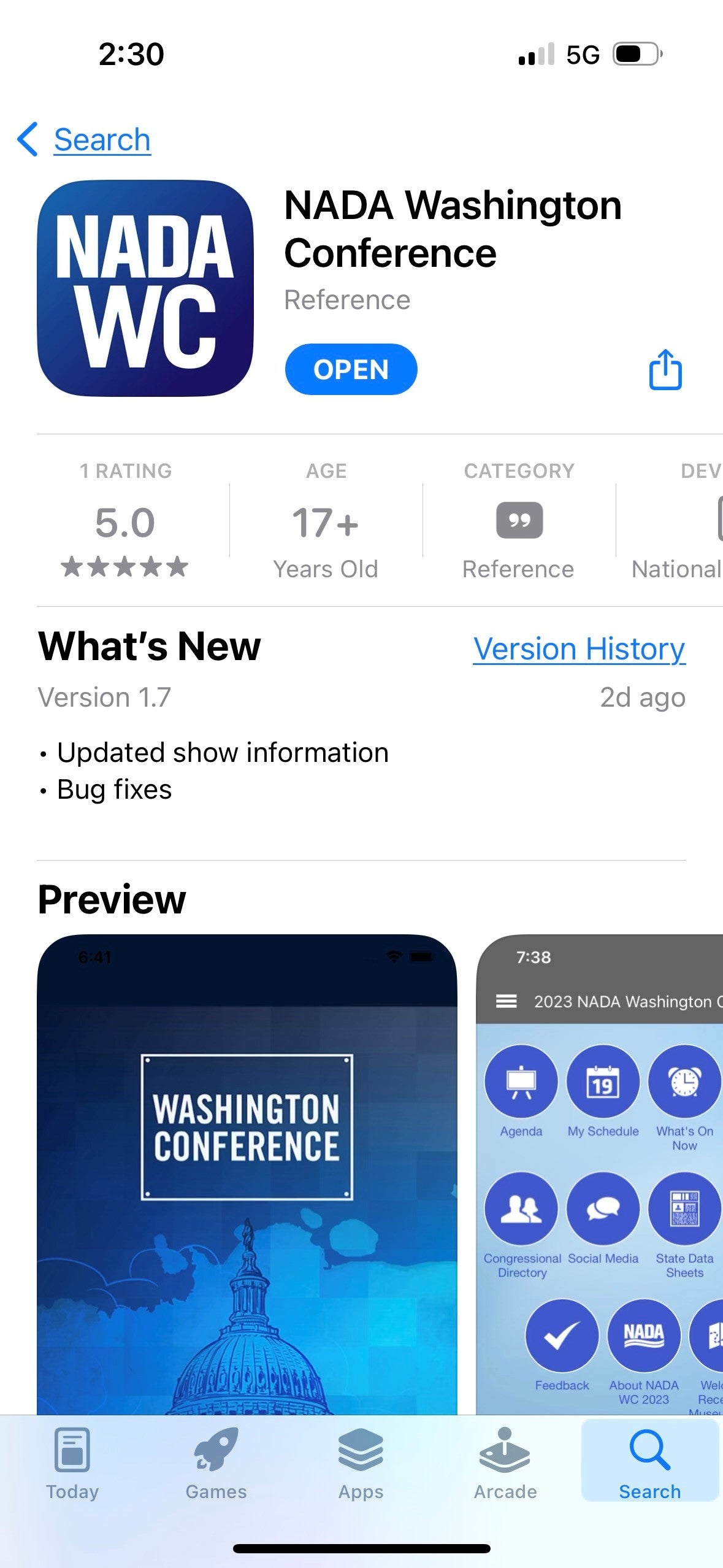 Washington Conference App in App Store